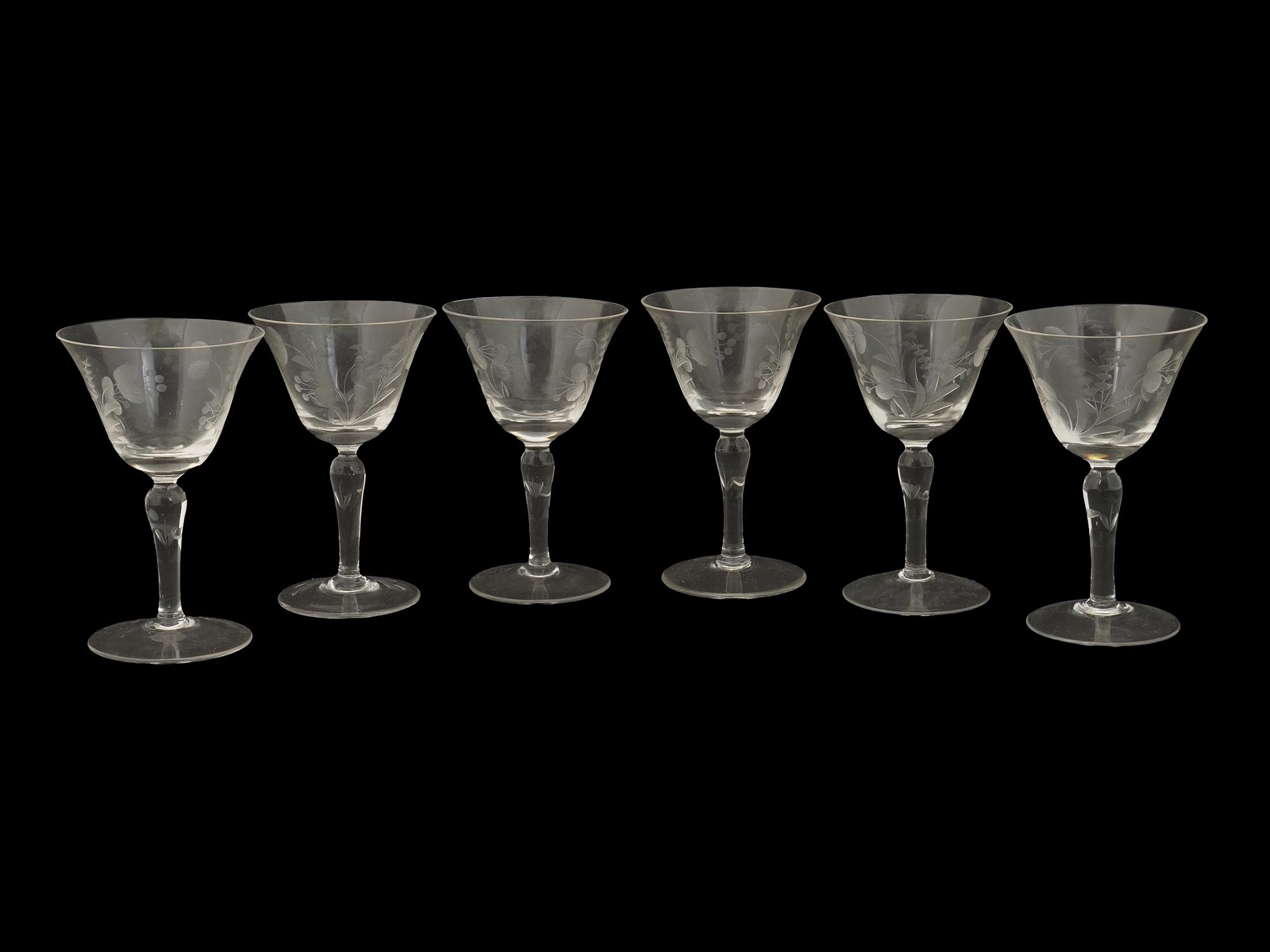 LARGE COLLECTION OF ETCHED GLASS DRINK WARES PIC-2